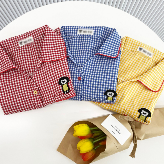 [오늘도 더그레이]크레용(3COLOR) 체크파자마 잠옷세트 귀여운파자마 /DTB0020-06-001