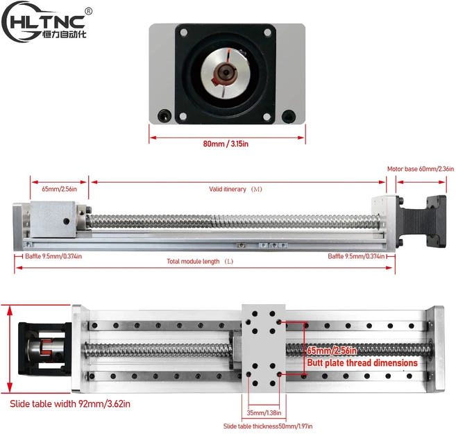 Z축 리니어 모듈 완전 키트 15100/2080 슬라이딩 테이블 & Nema23 스테퍼 컨트롤러 브래킷 리미트 스위치, 01 China Mainland, 01 500mm, 02 HL2080