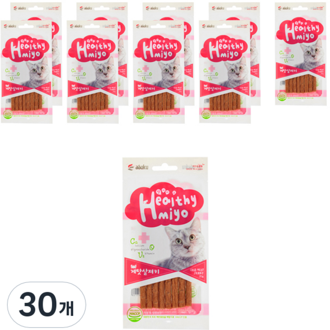 아스쿠 헬시묘 져키 20g, 게맛살, 30개