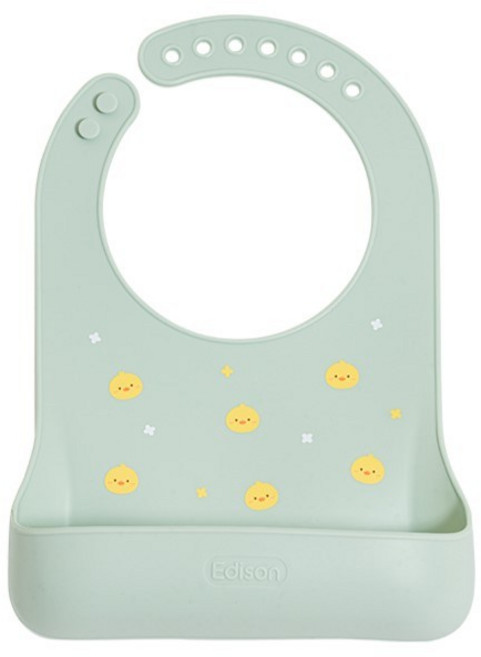 에디슨 프렌즈 베이비 실리콘 턱받이, 민트더기(오리), 1개입, 1개