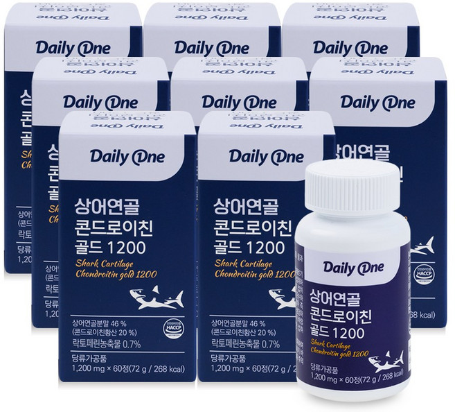 데일리원 상어연골 콘드로이친 골드 1200 저분자, 60정, 8개