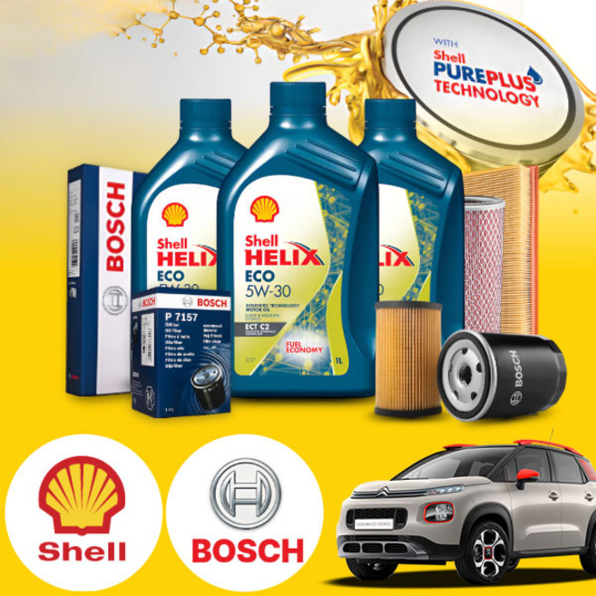 C3에어크로스 1.6 (17~21) 가솔린 쉘 힐릭스 ECO ECT 5W-30 엔진오일필터세트 4L iter, 1개