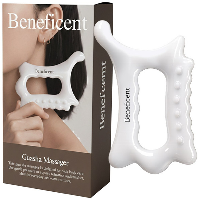 베네피센트 괄사 마사지기 두피 붓기 림프순환 얼굴 승모근, 화이트, 1개