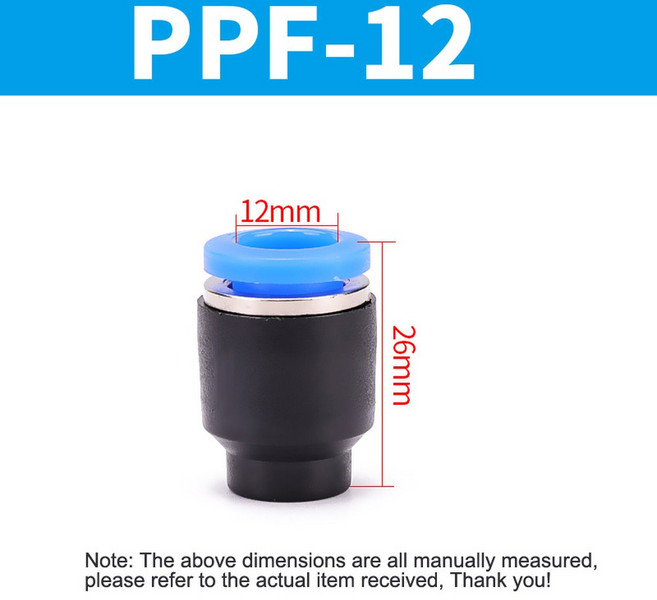 10 Pcs 공압 커넥터 플러그 플라스틱 10mm 에어 16MM 6mm PPF 파이프 12mm 씰링 호스 14mm 8mm PP 4mm, Blue PPF12