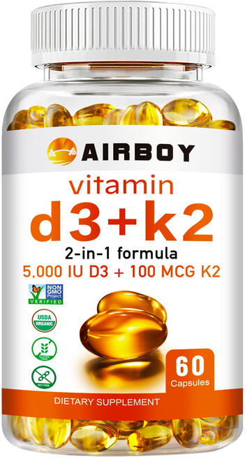 AIRBOY 維生素 D3+K2 2合1配方, 60組