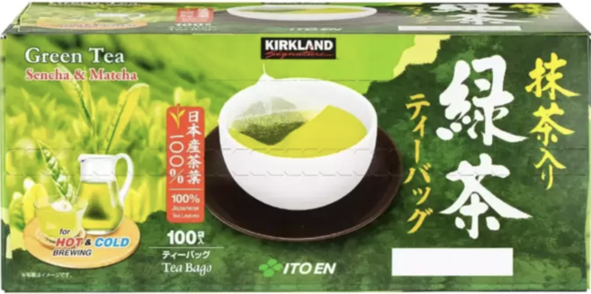 科克蘭日本綠茶包 日本茶葉 獨立包裝 清新口感 經濟實惠, 1.5g, 1箱, 100個裝