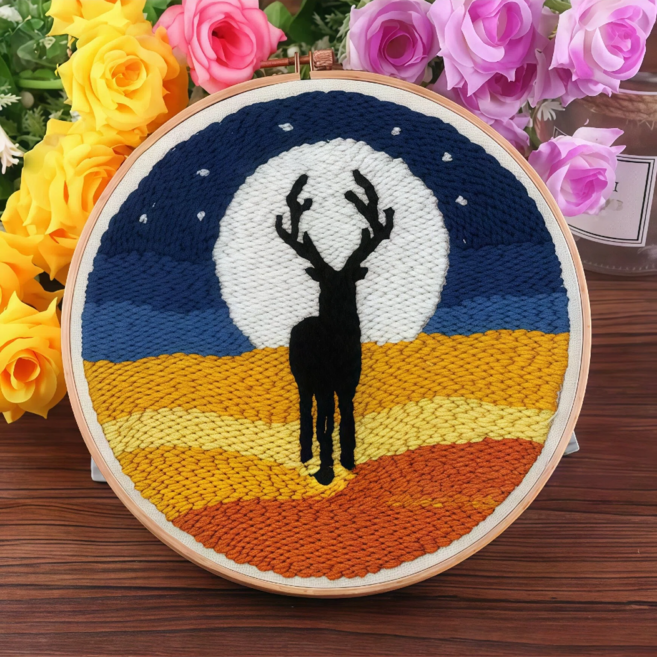 라온샵 펀치 니들 만들기 diy 세트, 사슴, 1개