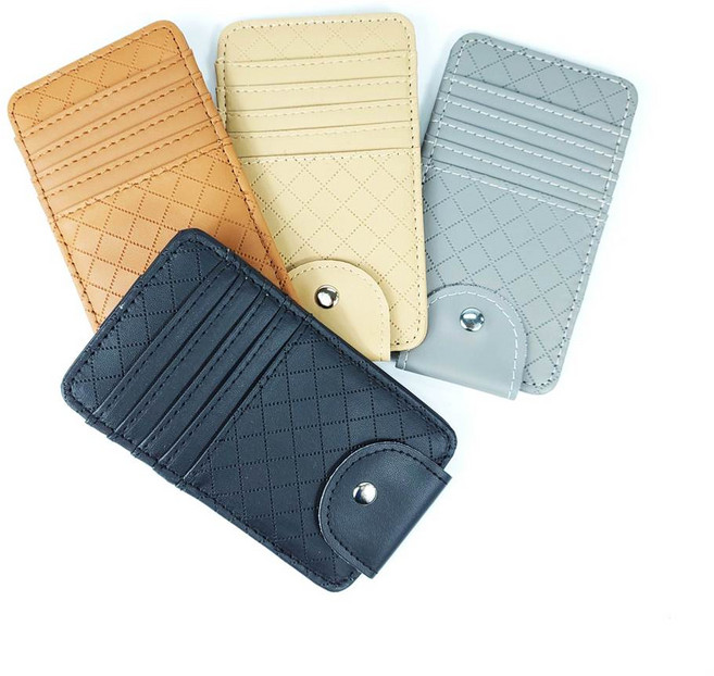 자동차 차량용 썬바이저 카드포켓 카드 수납 홀더 지갑, 블랙, 1개