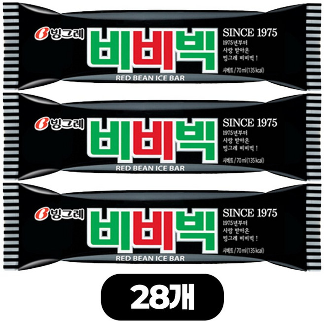빙그레 막대 바 팥 아이스크림 비비빅 오리지널, 70ml, 28개