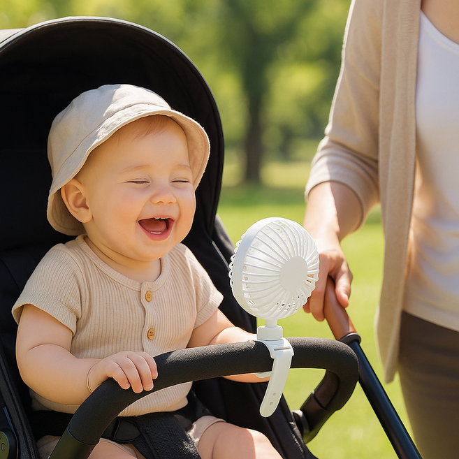하트트리 유모차 선풍기 실리콘 밴드 고정 휴대용 미니 선풍기