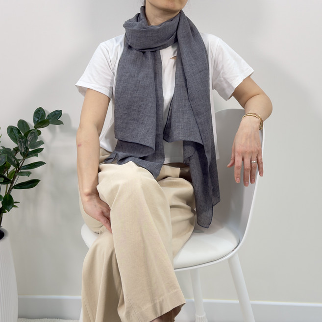 이든테라스(고급 선물 케이스 증정) 코튼 면 솔리드 간절기 롱 스카프