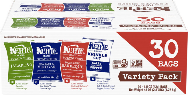 Kettle 브랜드 감자칩 버라이어티 팩 30Ct 스낵 Kettle Brand Potato Chips Variety Pack 30 Ct Snack Bags 1.5 Oz, 28g, 1개, 버라이어티 팩 1