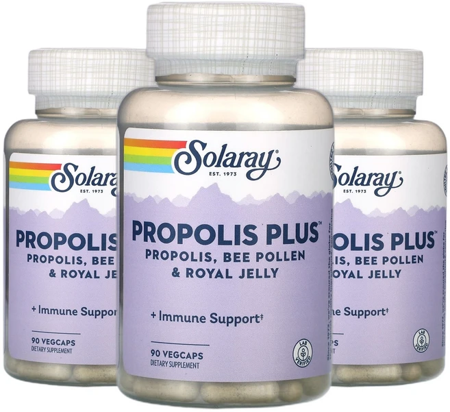 솔라레이 프로폴리스 Propolis 플러스 벌꽃가루 & 로열젤리 베지 캡슐 90정 2+1, 3개 - 쿠팡