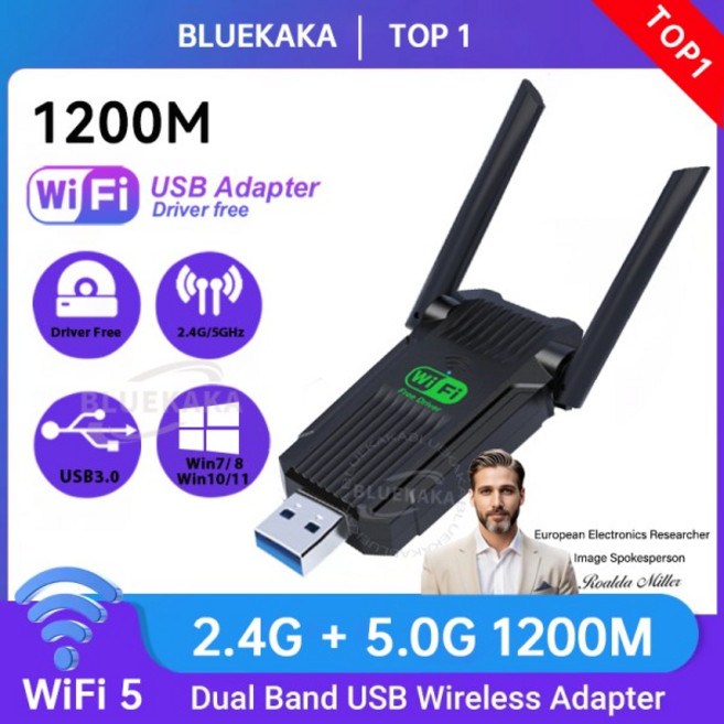 드라이버 무료 1200Mbps WiFi USB 어댑터 Windows10 11용 5G/2.4GHz 동글 고속 수신기 네트워크 카드