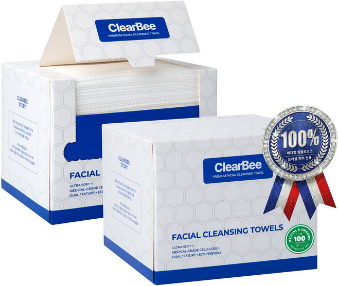 클리어비 페이스타올 클렌징타올 일회용 세안 여드름 트러블 올인원, 2개, 50매