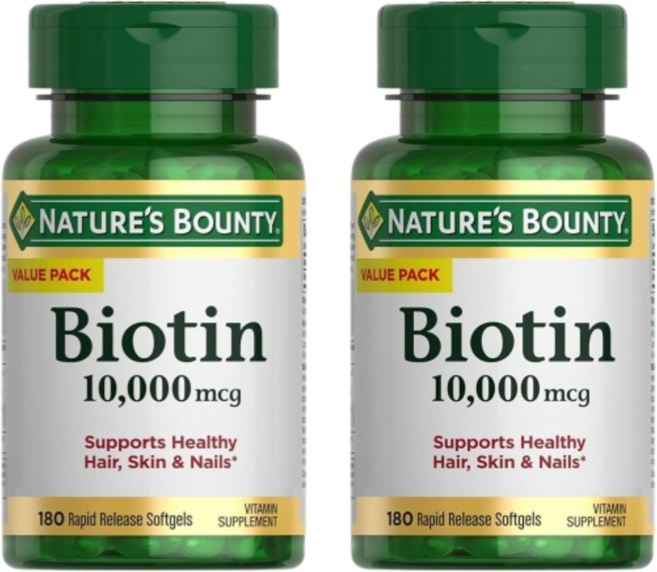 Nature's Bounty 헤어 플러스 스킨 & 네일 비오틴 10 000mcg 180정 2개