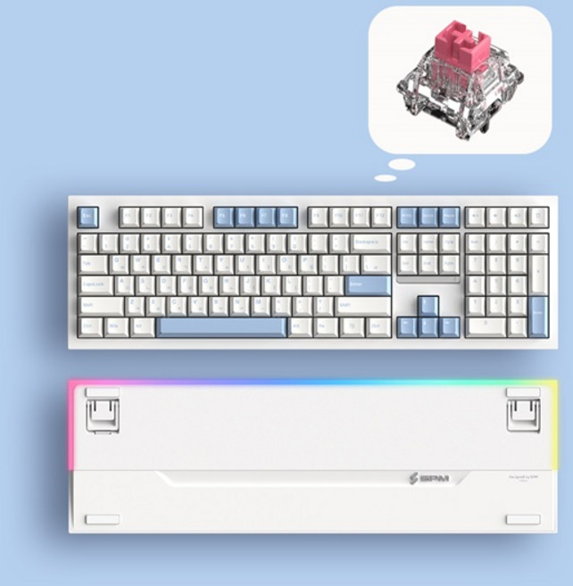 SPM PL108W 아라 풀배열 108키 숫자키 유무선 블루투스 사무용 기계식키보드, PL108W 아라 (저소음 새벽 리니어), 화이트, 독자규격 스위치