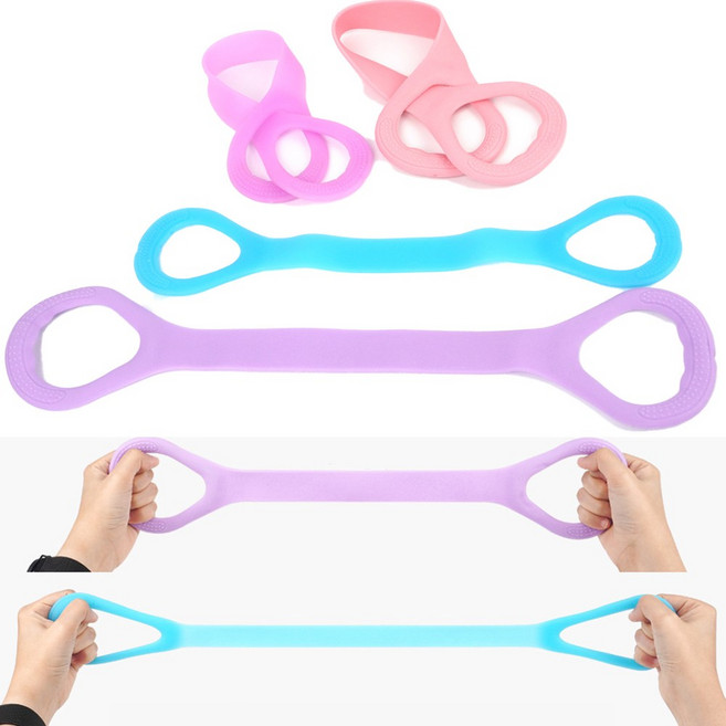 넨이룸 칼라 납작 8자 스트레칭 탄력 손잡이 고무밴드 홈트 요가 운동 휘트니스 튜빙, 핑크PK, 1개