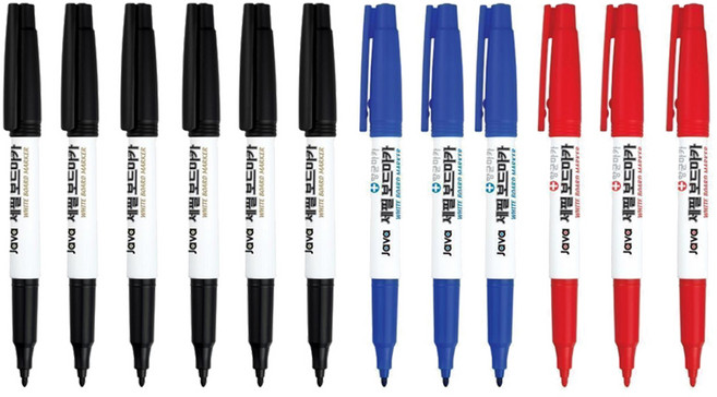 자바펜 세필 보드마카 12p, 3색 검정6,청3,적3, 12개