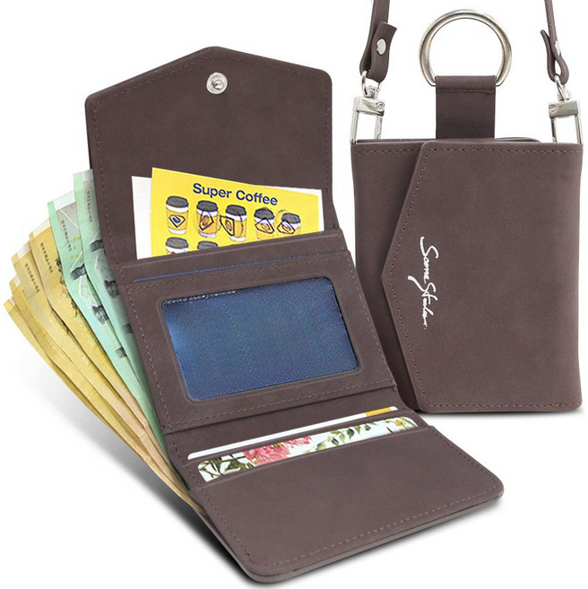 페리뇽 D링 핑거링 카드 지폐 수납 휴대폰 케이스 + 가죽 손목 스트랩