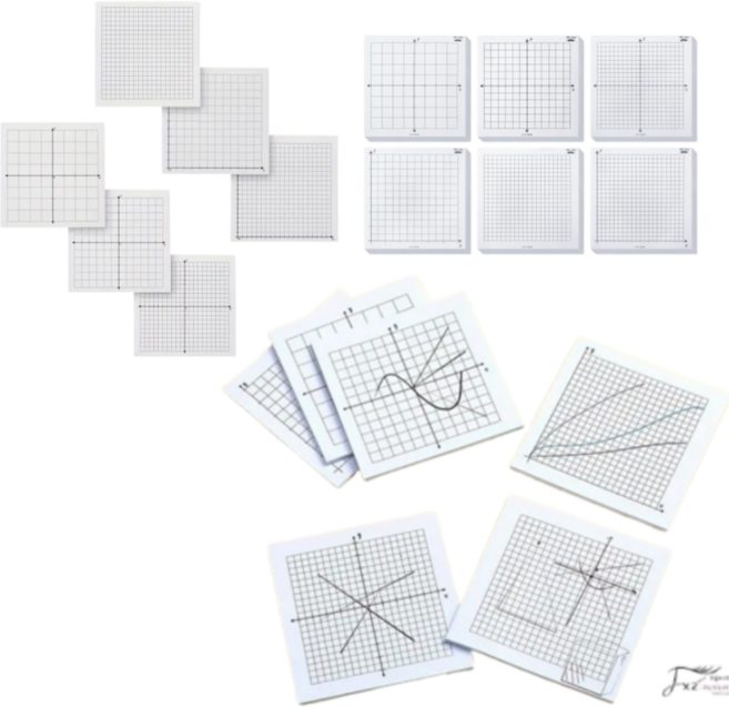 제고비 중고등학생 수학 점착 메모지 함수 좌표 그래프 메모지 6종 세트, 흑백