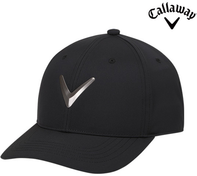 [캘러웨이코리아정품] 투어 쉐브 메탈 캡 골프모자, 블랙, 1개