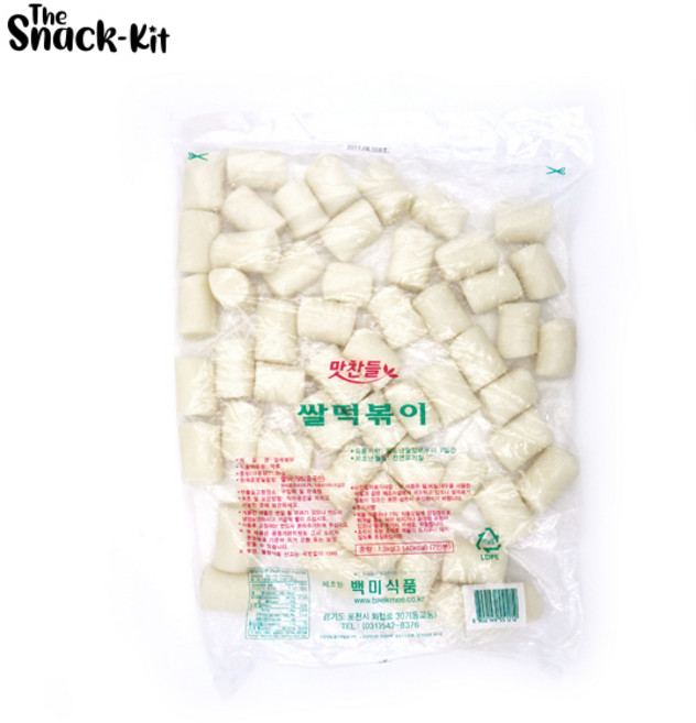 맛찬들 백미 쌀떡볶이 가래절단중 1.5kg 말랑이떡 쌀떡 떡볶이떡 떡사리, 5개