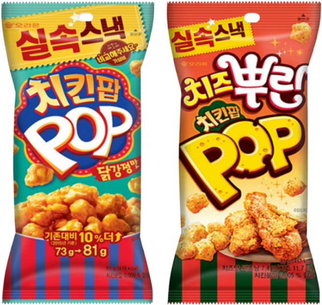 오리온 치킨팝 닭강정맛 81g + 치즈뿌린 치킨팝 81g 2종세트