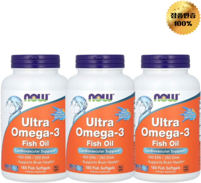 2+1 나우 푸드 울트라 오메가3 1000mg 소프트젤 180정, 180회분, 3개