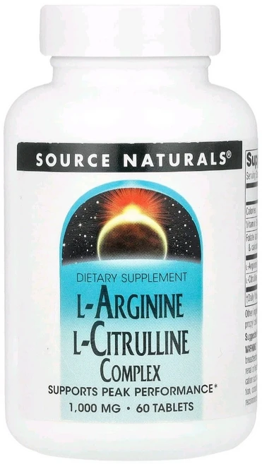 쏘스내츄럴스 Source Naturals 엘아르기닌 LArginine 시트루룰린 120정 1000mg, 1개, 60정 - 쿠팡