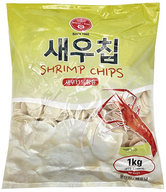 중문푸드 입이 심심할때 술안주 애들간식 맛있는 바삭한 새우칩 1kg 대용량, 3개