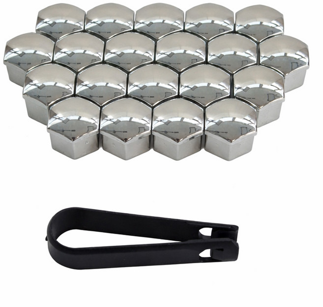 차량 휠 너트 보호 가드 19mm 휠캡 휠커버, 실버, 1세트