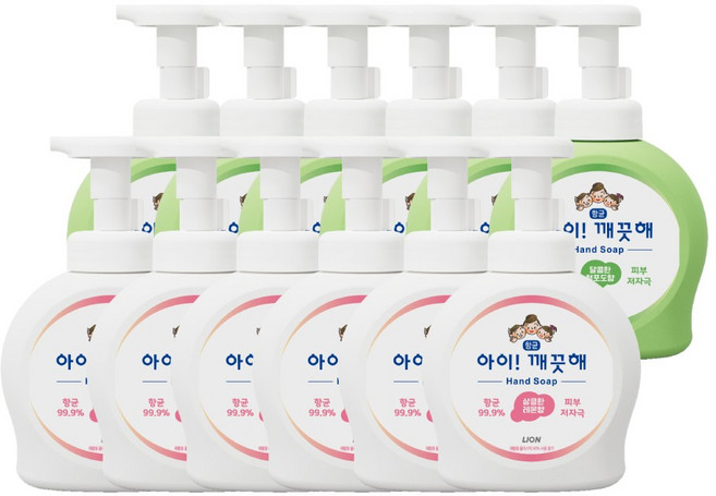 아이깨끗해 핸드워시 레몬 490ml 용기 6개+청포도 490ml 용기 6개