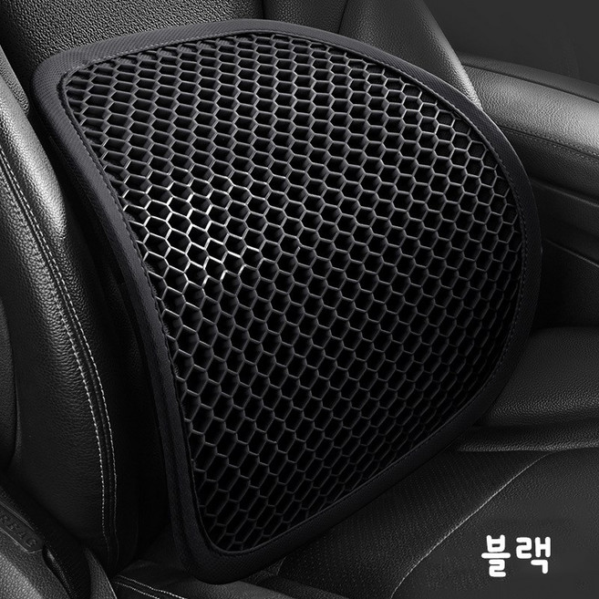 BLACK K7 차량용 사무실 허리쿠션 사계절 튼튼한 허리 등받이 쿠션 TPE 메쉬 쿠션 2개, 블랙