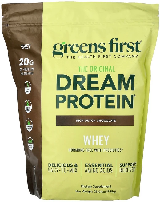 Greens First Dream Protein™ 유청 리치 더치 초콜릿 795g(28.04oz) First (그린스 퍼스트), Greens First, Dream Protein™ 유, 1개, 795g - 쿠팡