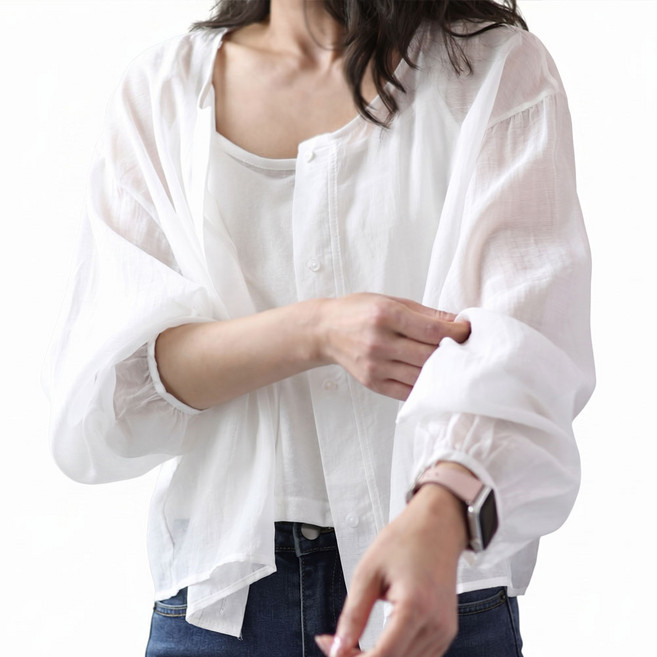 메리앤유 시스루 라운드넥 남방 가디건과 나시 2종세트 얇은 긴팔