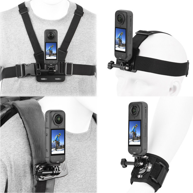 BRDRC Insta360 X5 액세서리 세트 - 가슴스트랩 백팩클립 손목스트랩 360어댑터+퀵릴리스 X5/X4/X3/X2 호환, 1세트, insta360 액세서리