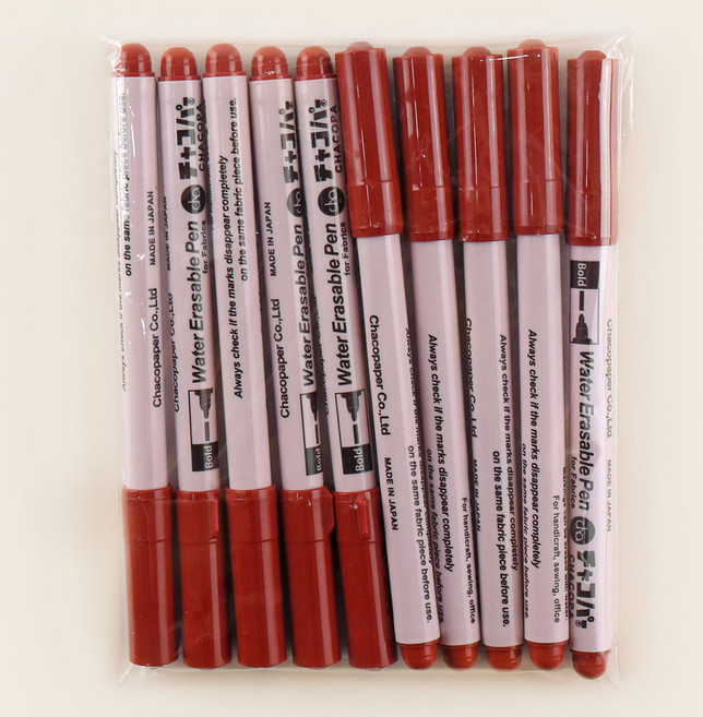 패션스타트 일제 차코 물로지워지는 패브릭 수성펜 초크펜 3종, 10개, 브라운Bold