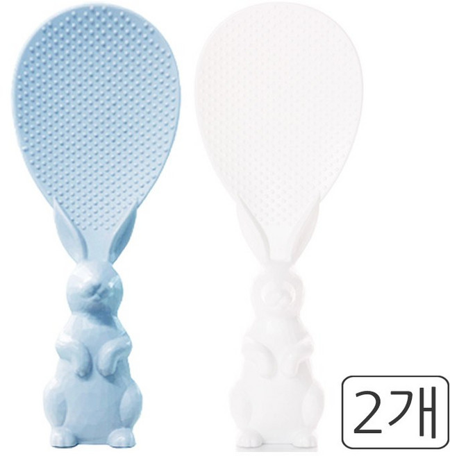 레몬글라스 쁘띠래빗 토끼모양 스탠딩 주걱 일반형 2P 세트, 블루&화이트, 2개