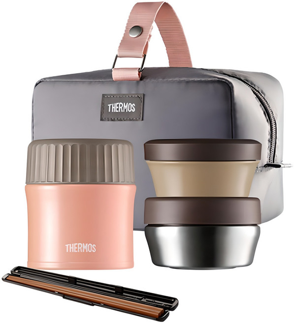 써모스 플+스 반반 보온 도시락 885ml TKLG-900, 피치핑크, 1세트