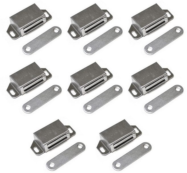 아이베란다 스텐 자석빠찌링 사각 도어캐치 가구 철물, 12.5x30mm(소), 8개, 실버