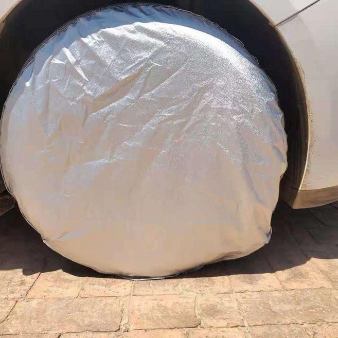 輪胎保護罩 汽車通用型 防曬防塵隔熱耐高溫, 牛筋布耐用銀色車輪罩 4個裝, 1個