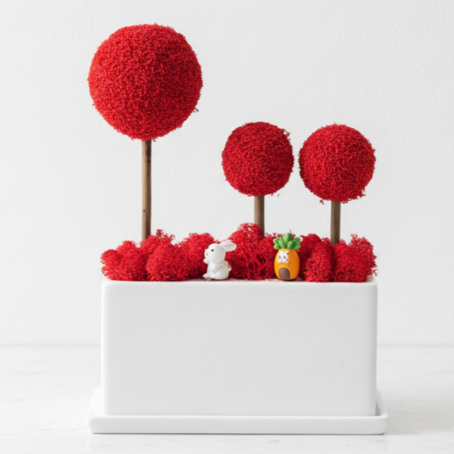 스칸디아모스 3구 개업선물 집들이선물 빅플랜트 화분 식물, 1개, 레드