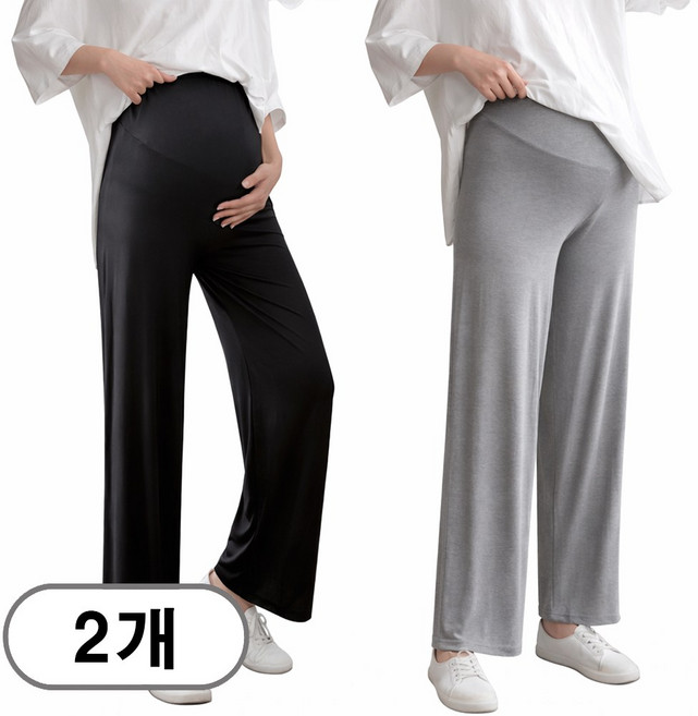 차쿠 1+1 여성 임산부 바지 편한 스판 팬츠 임산부 산후조리원 바지 신축성 좋은 임산부 체형커버 모달 임부통바지