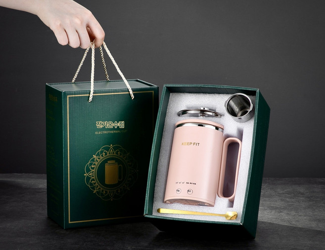 스마트 전기 조리 컵 항온 다용도 보양컵 여행 보온 물찜 컵 사무실 스마트 우유 컵, 아이보리-400ML머신