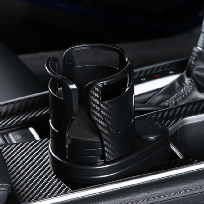 도니엘 흔들람방지 확장트레이 2단 차량용 컵홀더, 블랙, 1개
