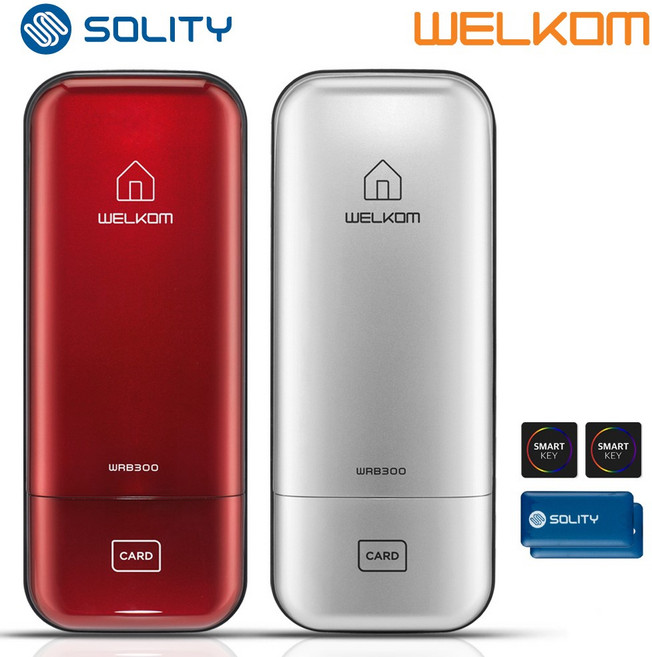 [전국설치] 솔리티 웰콤 WRB300 카드키4개+번호키 즉시잠금 허수기능 에티켓기능 무음가능 내부이중잠금 관리자기능 고온감지 전기충격무력화 침입/파손경보 현관문 디지털도어락 도어록, 웰콤 WRB300 실버/무료설치(B지역), 방문설치