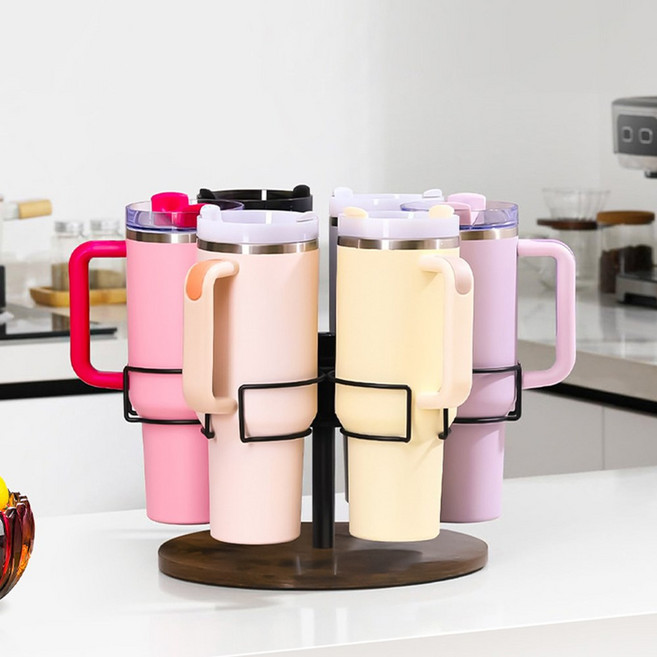 알파 텀블러 컵홀더 360도회전 거치대 6구, 블랙, 1개