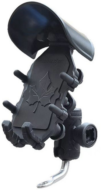 키비코 오토바이 핸드폰 거치대 햇빛가리개 램마운트 호환 퀵그립 스마트폰 홀더, 사이드미러 타입, 블랙