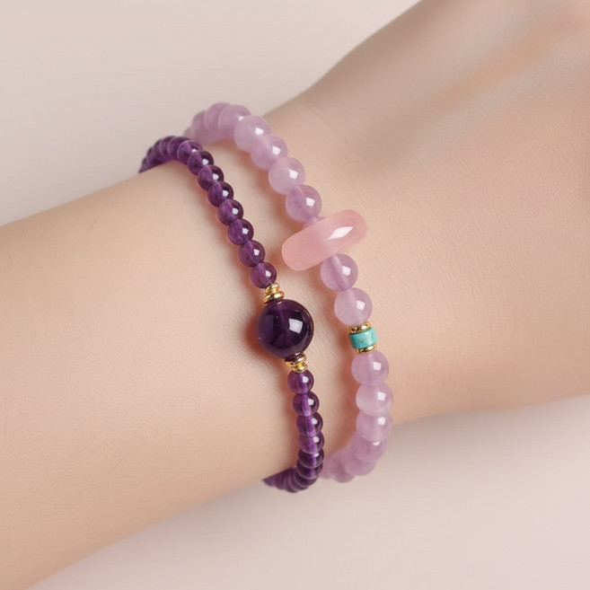 담연 천연석 퍼플 비즈 팔찌 여성 데일리 감성 힐링 액세서리